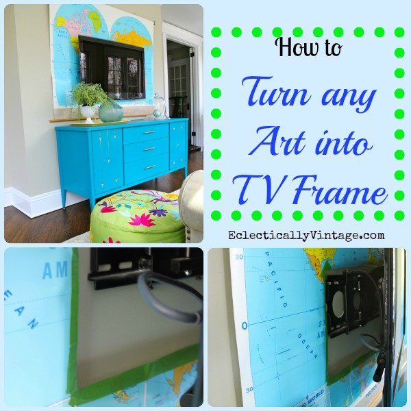 How to turn any art into a TV frame!  Draw attention away from that ugly black hole!  kellyelko.com