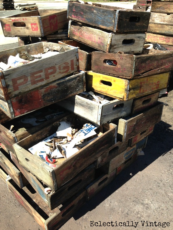 Vintage soda crates & bottles - free find!  kellyelko.com