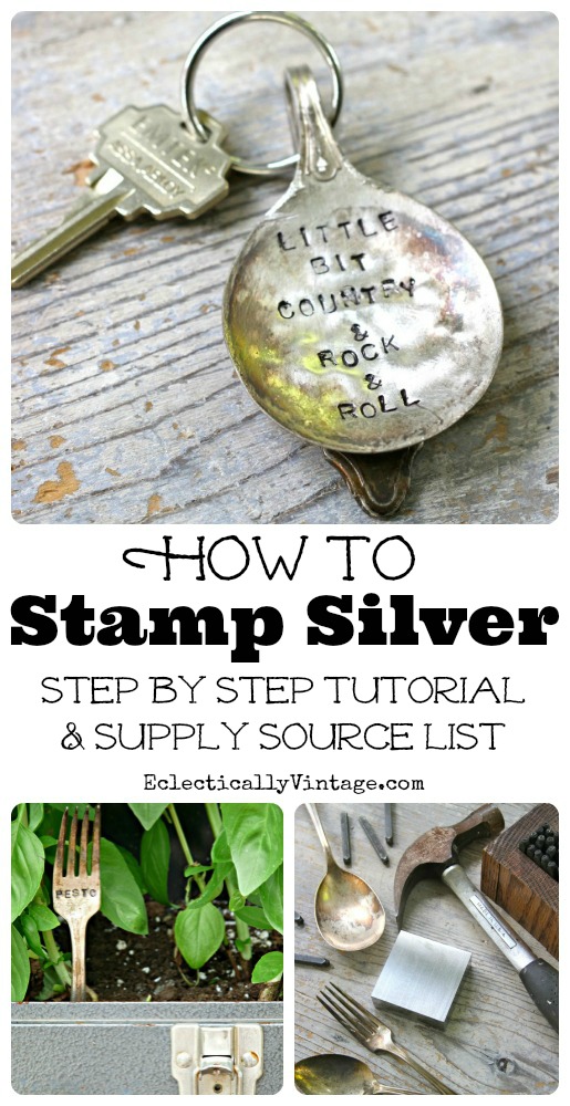 How to Stamp Silverware Tutorial kellyelko.com