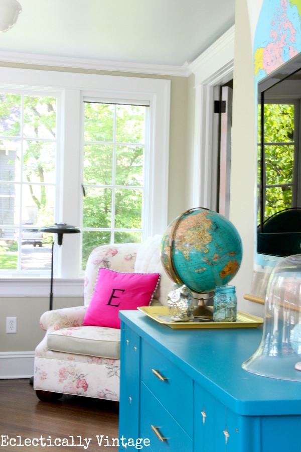 Gorgeous sunroom tour - divided into 3 zones - brilliant!  kellyelko.com