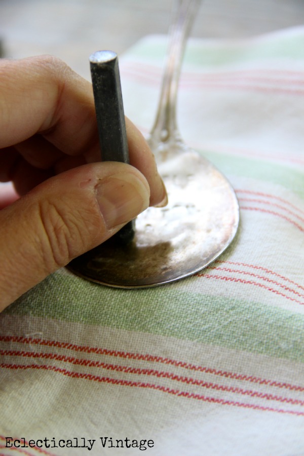 How to Stamp Silver - and a DIY Stamped Silver Spoon Keychain - these are so cute!  kellyelko.com