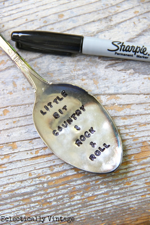 How to Stamp Silver - and a DIY Stamped Silver Spoon Keychain - these are so cute!  kellyelko.com