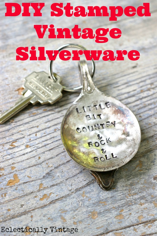 How to Stamp Silver - and a DIY Stamped Silver Spoon Keychain - these are so cute!  kellyelko.com