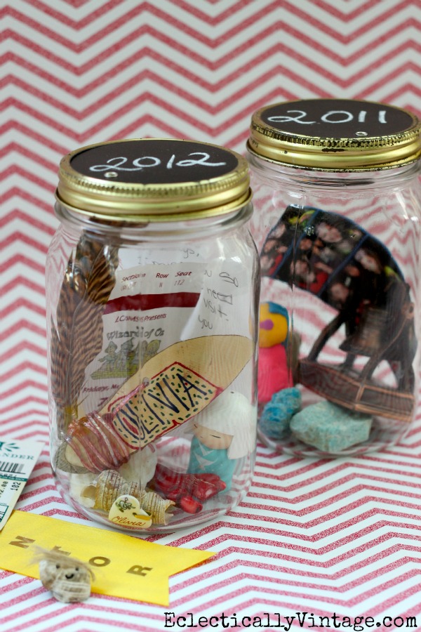 DIY Memory Jar - perfect for displaying special treasures!  kellyelko.com