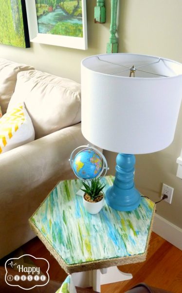 Colorful Lake House tour filled with tons of great DIY ideas!  Like this textured table!