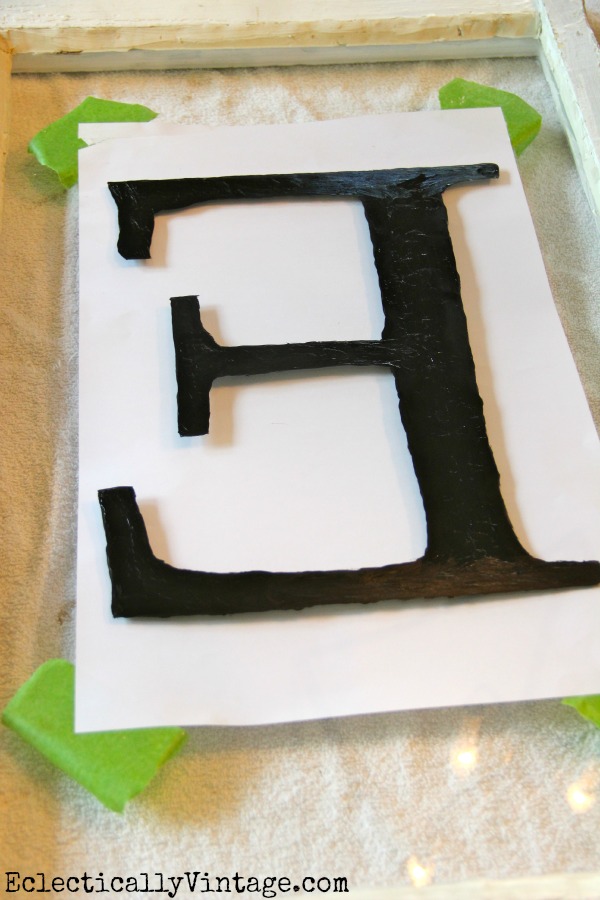 DIY Monogram Antique Window - simple way to make your own monogram on any piece of glass. kellyelko.com
