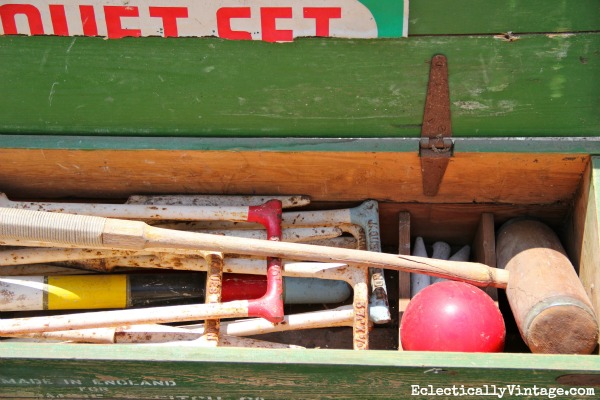 Vintage croquet set - you have to see how it's used indoors!  kellyelko.com