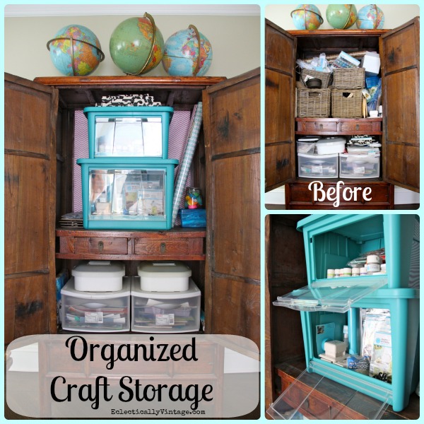 Craft Organizer - check out the genius way to organize your craft supplies so you can actually get to them when stacked!  kellyelko.com
