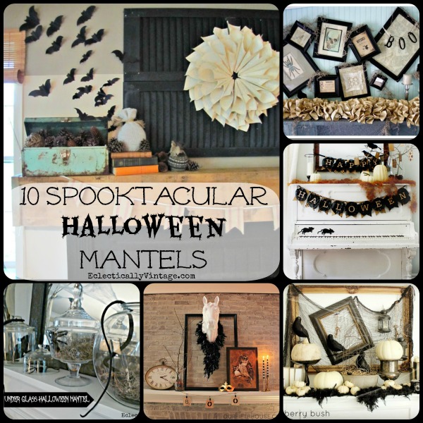 10 Halloween Mantel ideas - these all have a fabulous vintage twist!  kellyelko.com