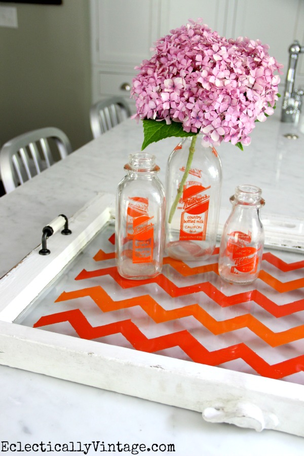Make a Chevron Tray Tutorial- with just tape and paint!  kellyelko.com