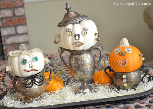 10 Off the Vine Pumpkin Crafts - including these pumpkins with attitude!  kellyelko.com