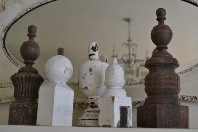 Vintage finial collection - one of the many finds in this cottage tour