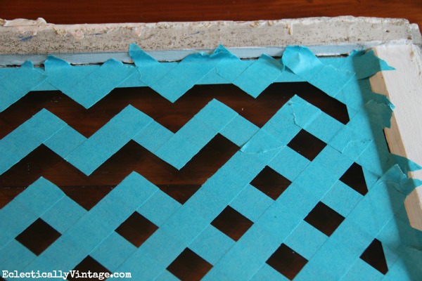 Make a Chevron Tray - with just tape and paint!  kellyelko.com