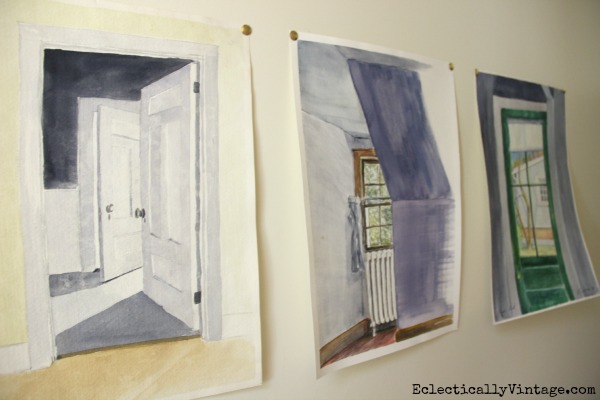 Vintage door watercolors kellyelko.com