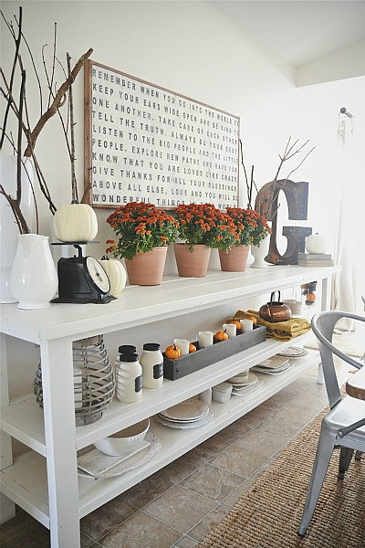 Fall Dining Room - love this cozy space and that console table