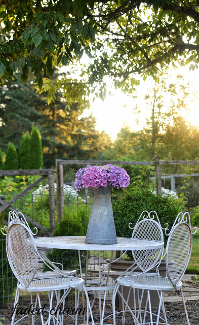 Sunset in a cottage garden