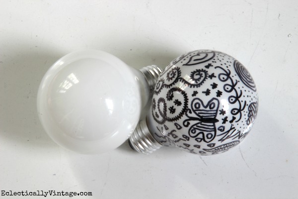 Lightbulb Doodles - from boring to pop art! (click to see how cool they look in a light fixture) kellyelko.com