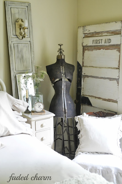 Beautiful bedroom details - part of this cottage tour