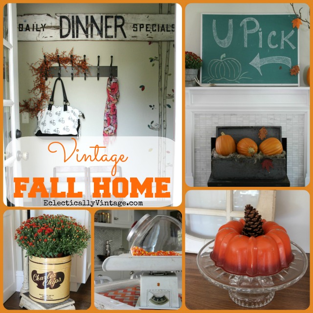 Vintage Fall Home Tour - creative fall decorating ideas!  kellyelko.com