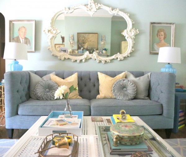 The Decorologist Living Room - love the eclectic mix of furniture and accessories! kellyelko.com