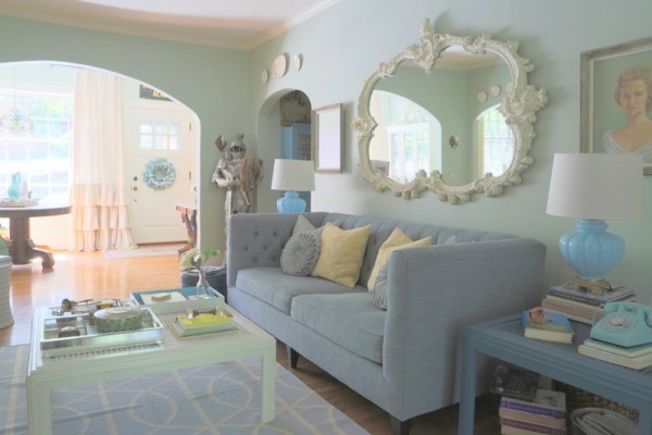 Serene living room - love the colors kellyelko.com