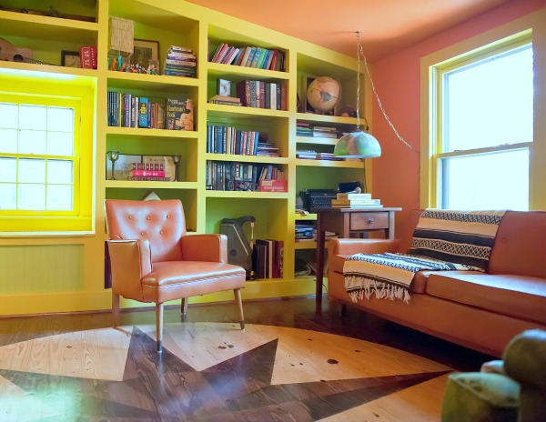 Colorful mid century family room