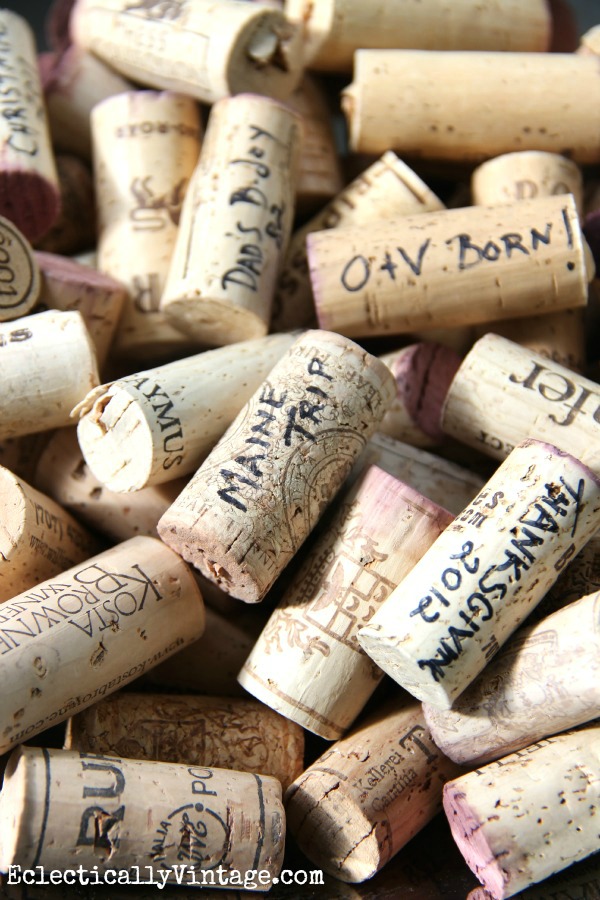 Write Date & Occasion on Corks - instant memories!  kellyelko.com