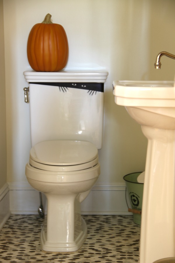 Halloween toilet monster decal - surprise your guests!  kellyelko.com