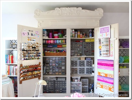 Craft Armoire - perfect organization for a small space!  