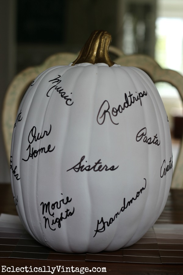 Make a Thanksgiving Thankful Pumpkin - start a new tradition the whole family will love!  kellyelko.com