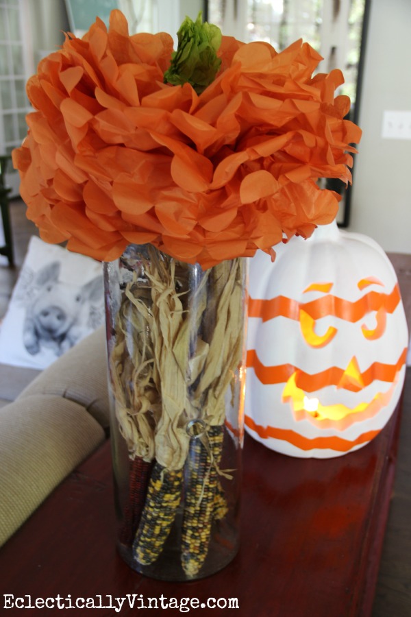 Tissue paper pumpkins are so cute!  kellyelko.com