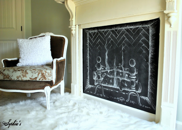 Chalkboard Fireplace - one of 12 unique chalkboard ideas kellyelko.com