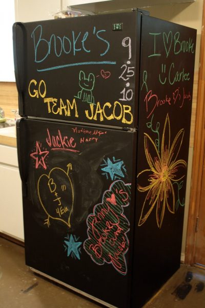 Chalkboard refrigerator - one of 12 unique chalkboard ideas kellyelko.com