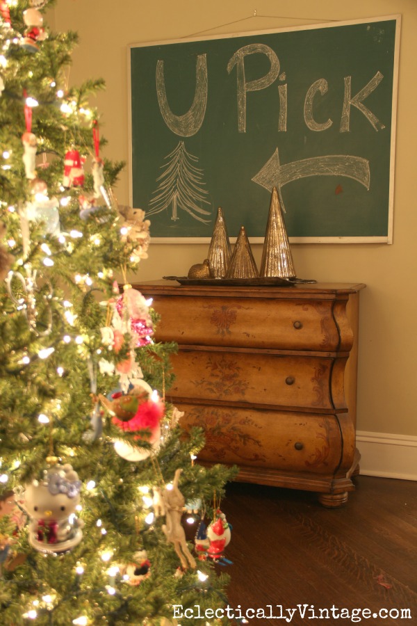 Vintage chalkboard at Christmas kellyelko.com