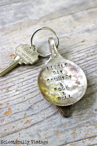 Vintage stamped silver keychain by kellyelko.com