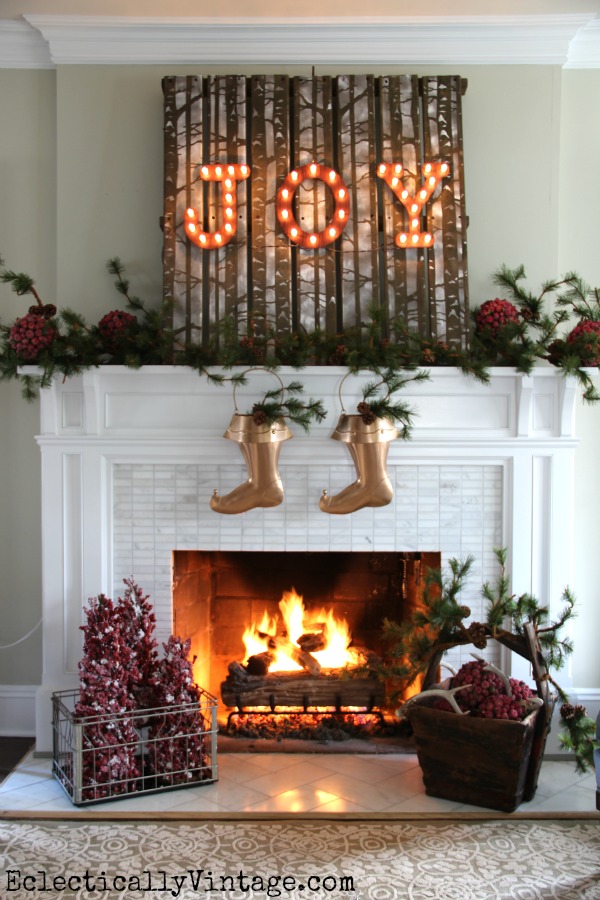 JOY Mantel - part of this fabulous Christmas House Tour kellyelko.com