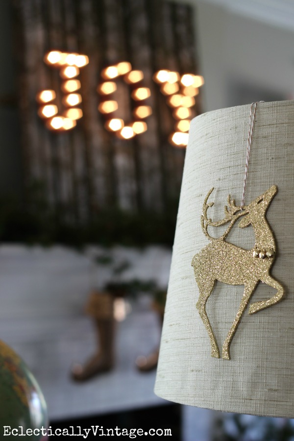 Glittery reindeer ornament - fun lamp decoration kellyelko.com