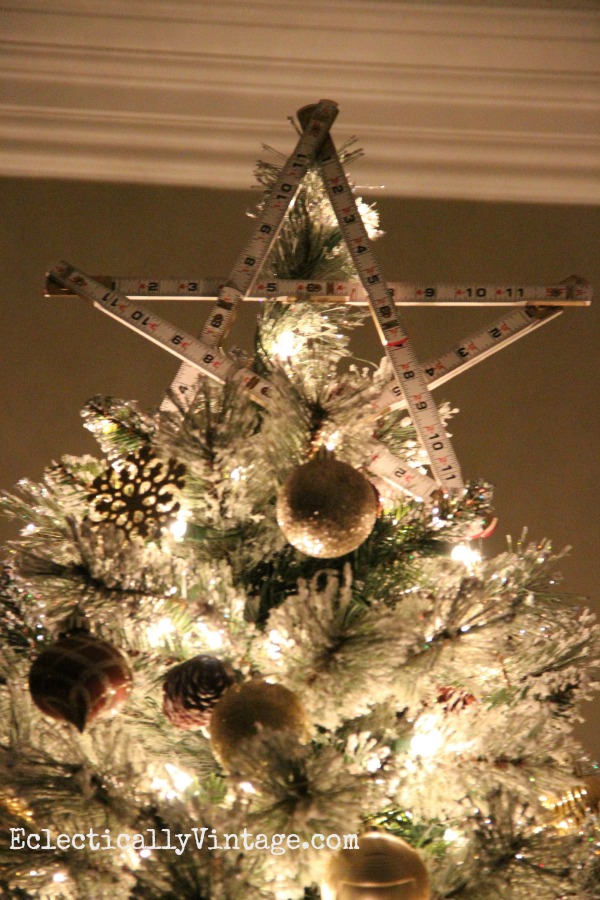 Vintage star tree topper on this glam tree kellyelko.com