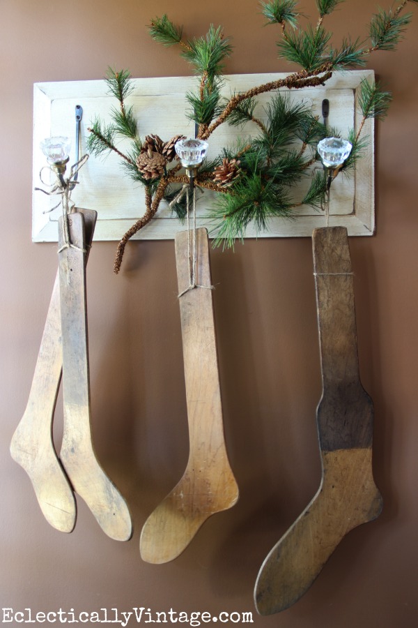 Vintage stocking stretchers make a fun Christmas display kellyelko.com