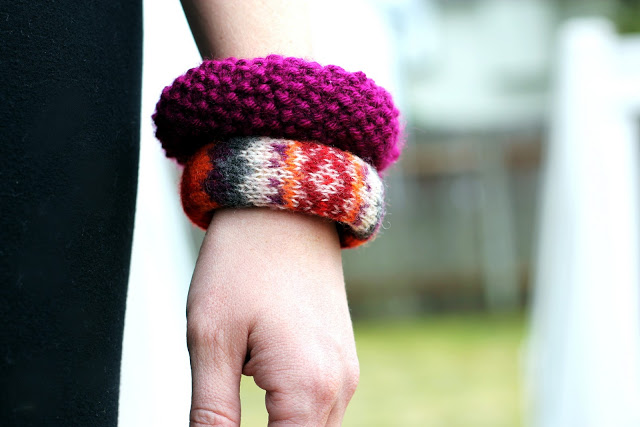 Make these sweater bangle bracelets