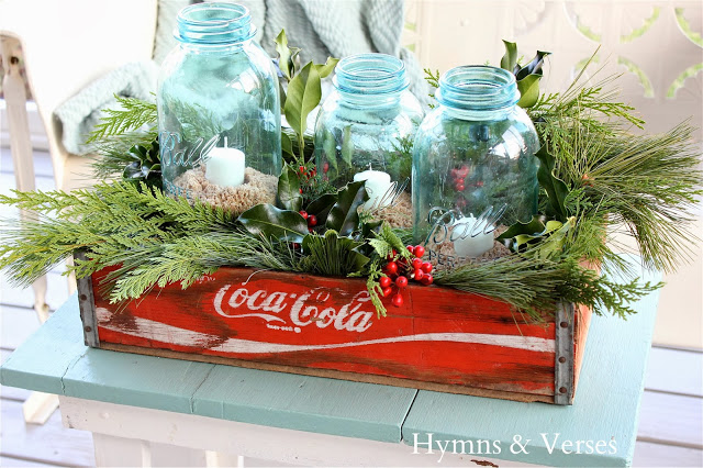 Vintage Coke crate at Christmas