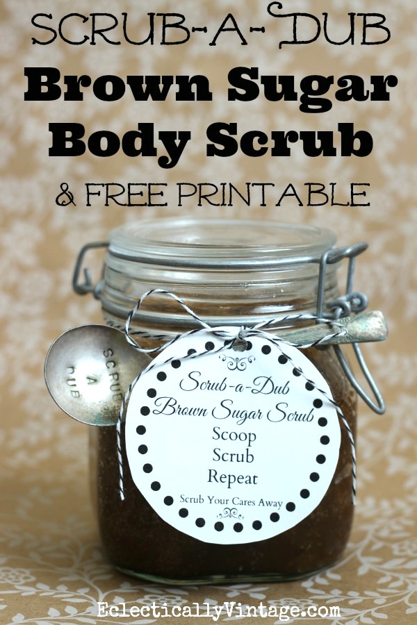 Make Indulgent Brown Sugar Body Scrub (free printable gift tag)