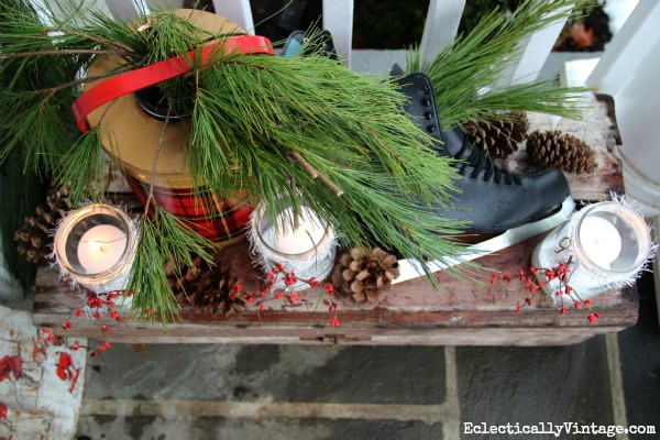 Welcoming winter porch - love the little details kellyelko.com