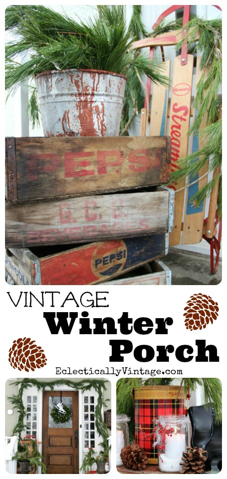 Winter Porch Decorating Ideas - love these stacked soda crates kellyelko.com