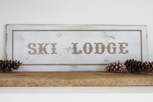 Handmade ski lodge sign