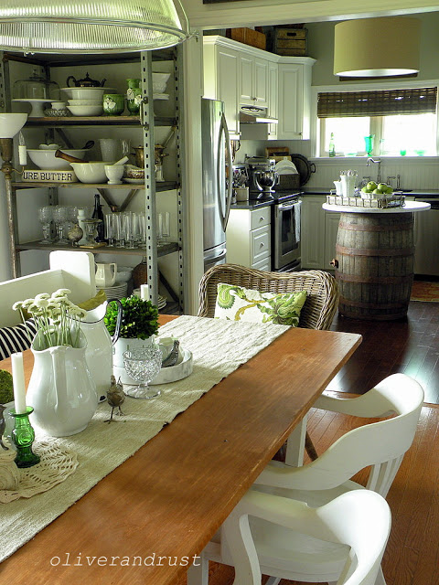 LOVE the open industrial storage in this dining room