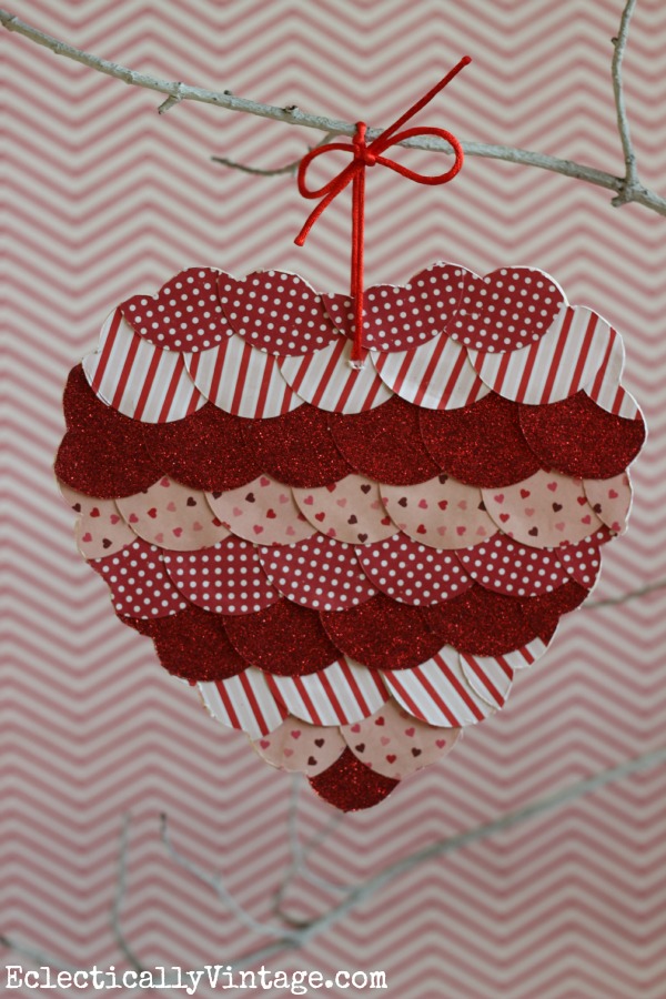 Fun Valentine craft - make a fish scale heart! kellyelko.com