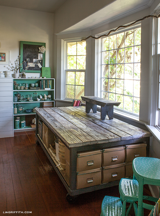 Love this studio office and that amazing work table