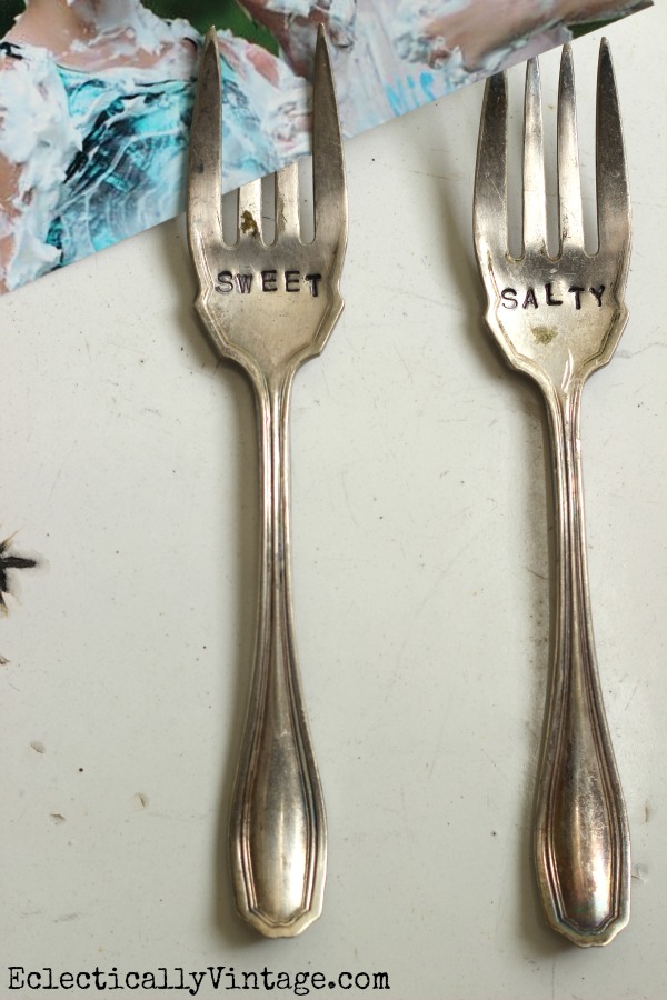 Stamped Silver Forks - see how to make these cute magnets! kellyelko.com