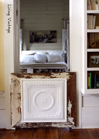 Ceiling tile dog gate - beautiful!